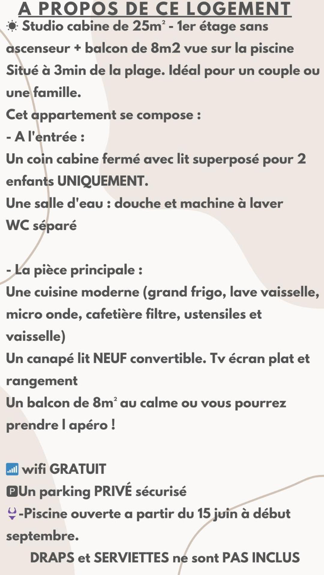 En Bord De Mer, Piscine, Parking Prive Et Wifi Appartement